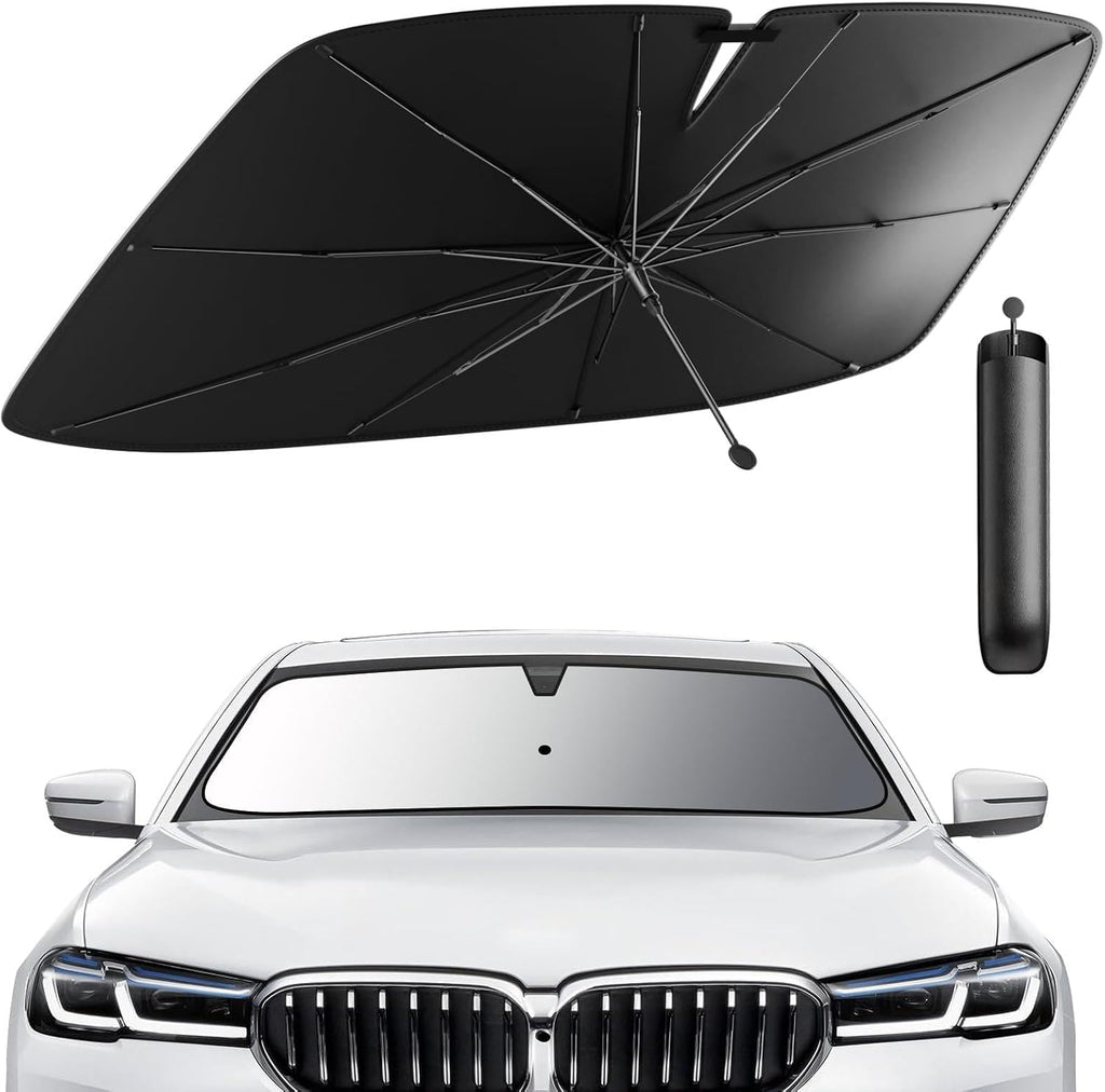 Ultimate 2026 Upgraded Car Windshield Sun Shade Umbrella - 100% Sun & UV Protection, Easy Foldable Design for Most Cars & SUVs (Large 55.1" x 31.1")