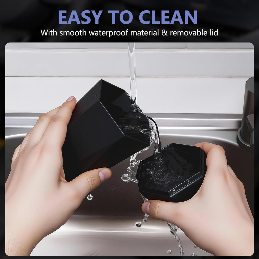 Deluxe Car Trash Can with Lid - 30 Leakproof Bags Included, Versatile Organizer for Vehicle, Home & Office