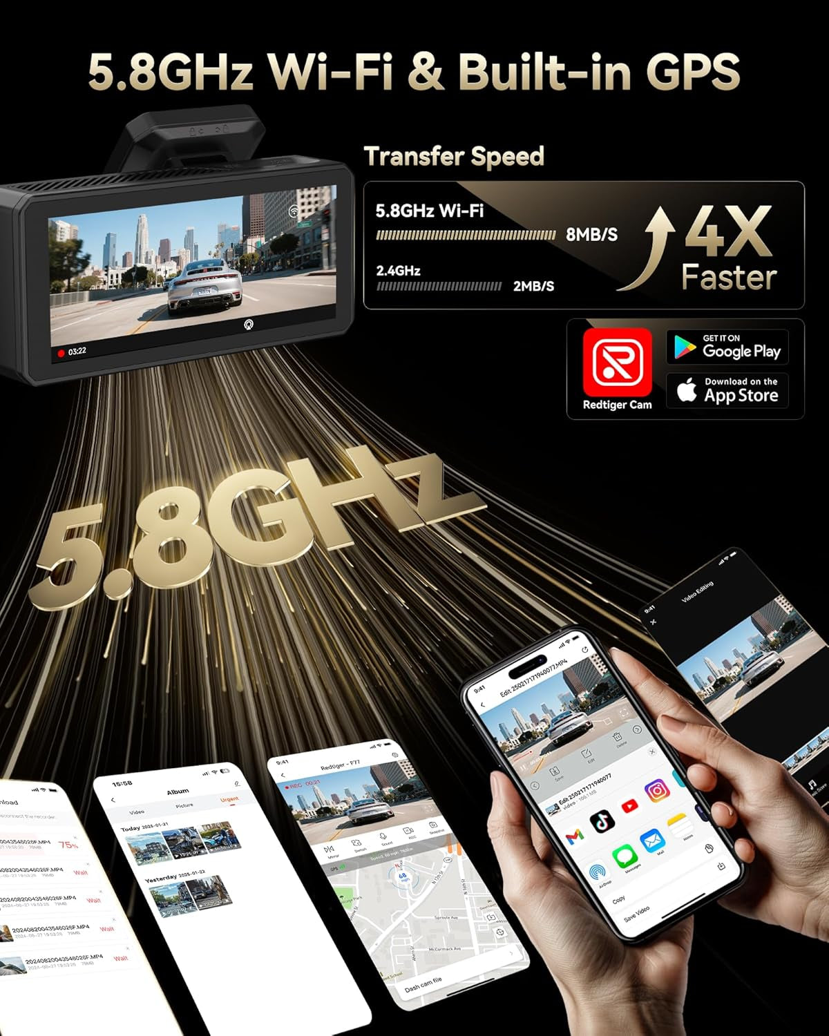 Experience Unmatched Clarity with the F77 4K Dual Dash Cam: Front & Rear Recording, Voice Control, Built-In WiFi, and 24-Hour Parking Monitoring!