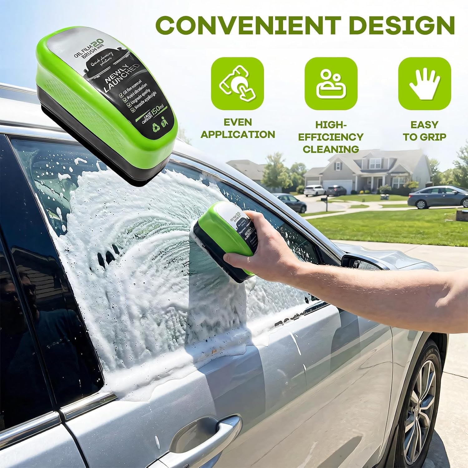 2PCS Automotive Oil Film Cleaning Brush, Clear Vision Glass Cleaner Car Window Cleaning Board, Anti-Rain Anti-Fog Windshield Glass Oil Film Cleaner for Most Vehicles