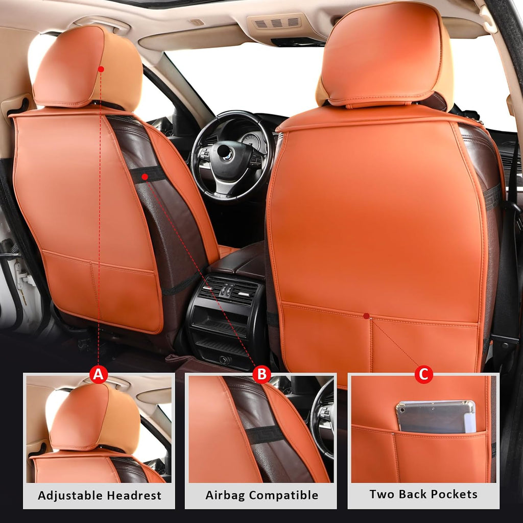 Seat Covers Full Set,Leather Seat Covers Car Seat Protector Brown