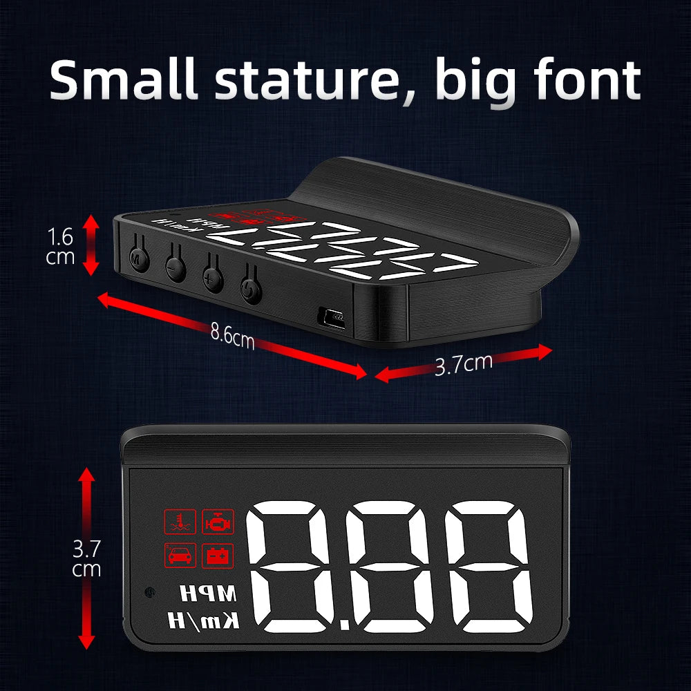 M3 HUD OBD2 Display On-Board Computer Car Head-Up Sisplay Windshield Big Font Projection Speedometer Temp Voltage Alarm Custom