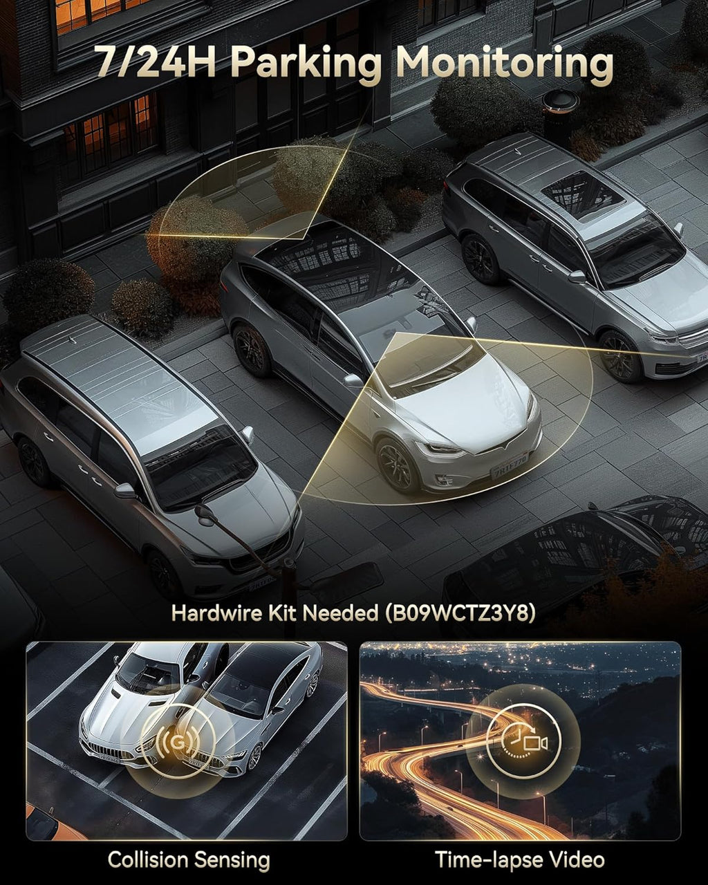 Experience Unmatched Clarity with the F77 4K Dual Dash Cam: Front & Rear Recording, Voice Control, Built-In WiFi, and 24-Hour Parking Monitoring!