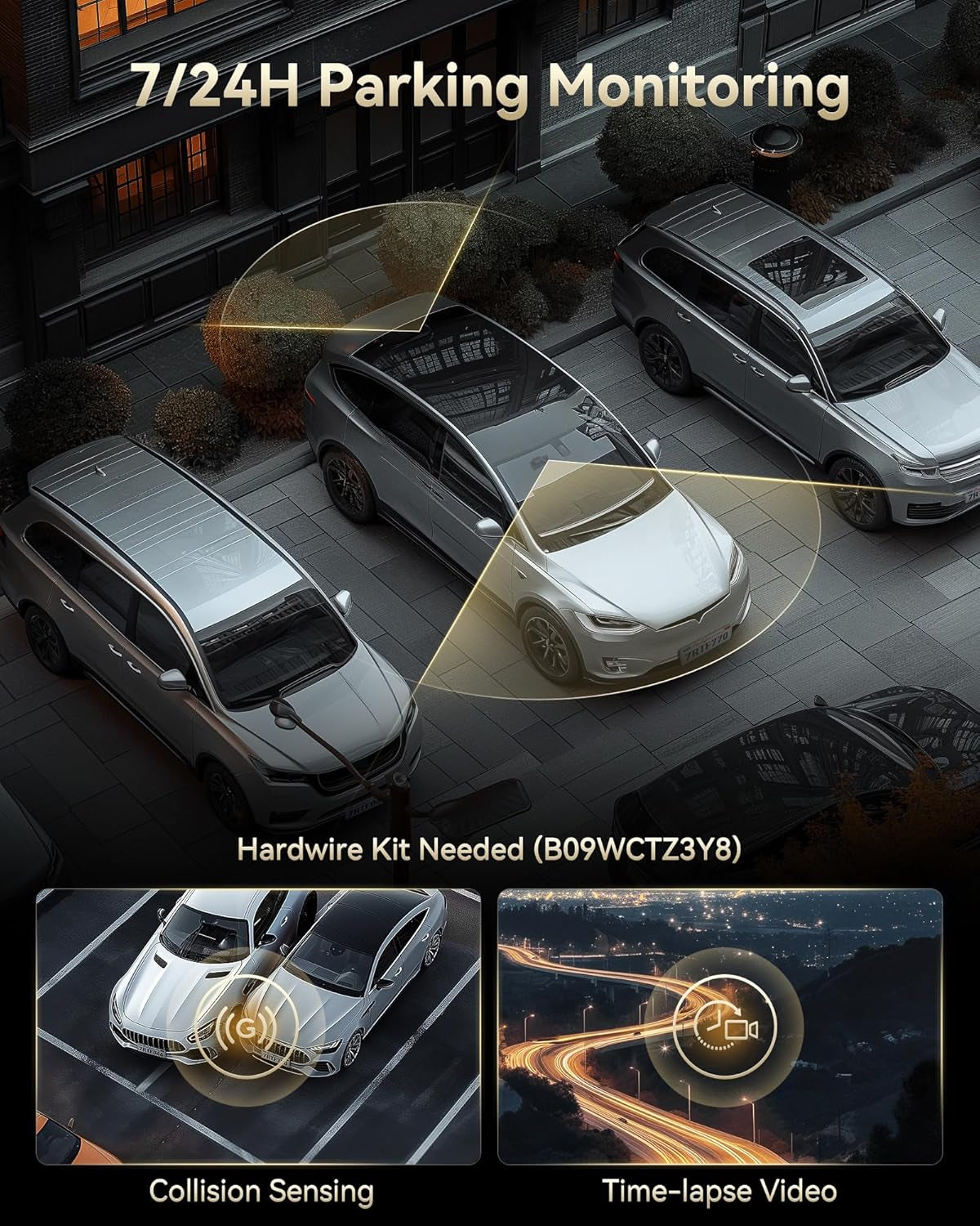 Experience Unmatched Clarity with the F77 4K Dual Dash Cam: Front & Rear Recording, Voice Control, Built-In WiFi, and 24-Hour Parking Monitoring!