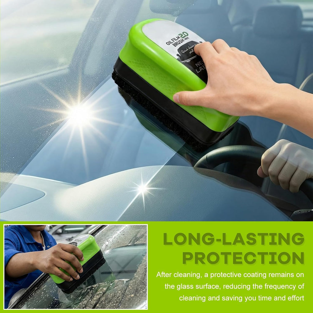 2PCS Automotive Oil Film Cleaning Brush, Clear Vision Glass Cleaner Car Window Cleaning Board, Anti-Rain Anti-Fog Windshield Glass Oil Film Cleaner for Most Vehicles