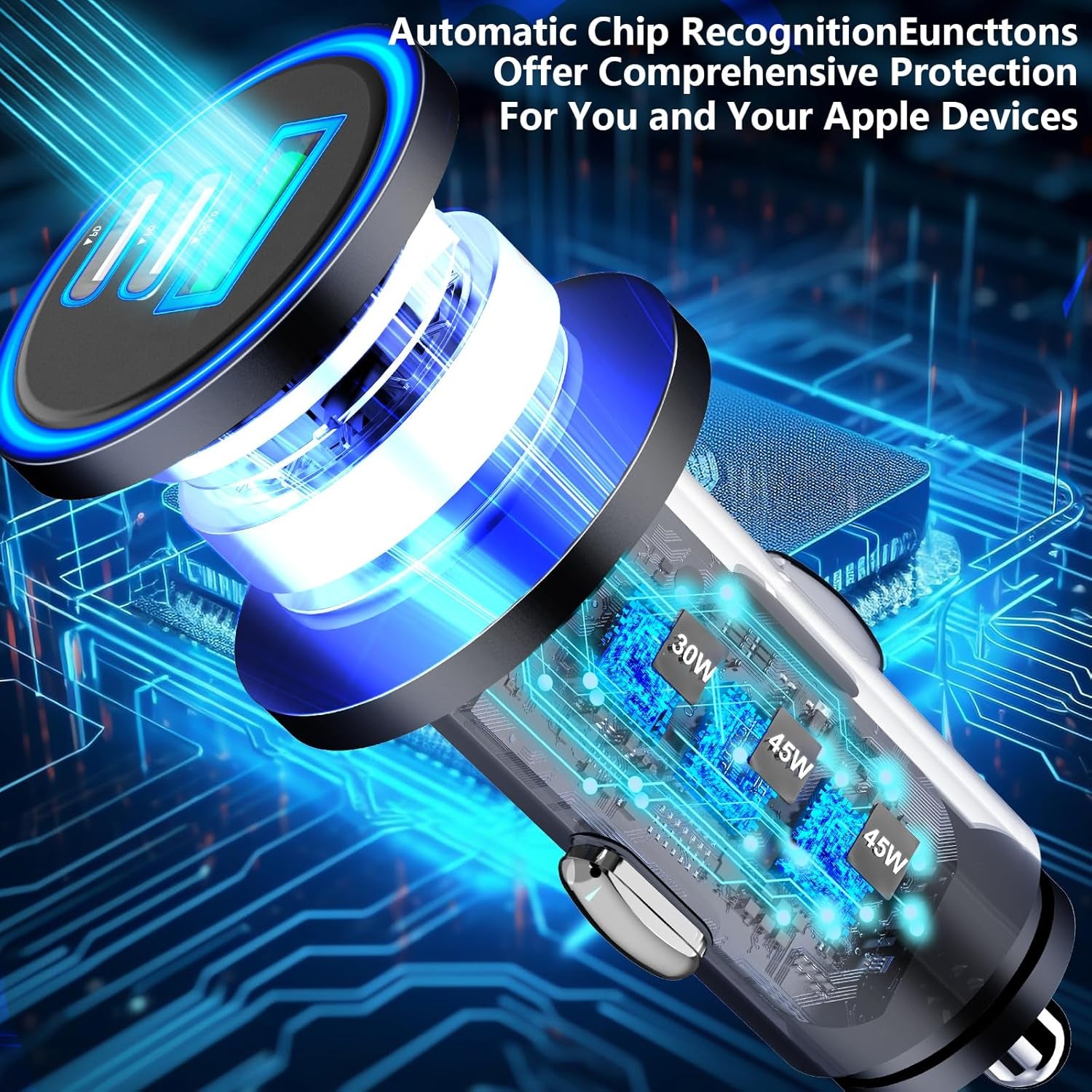 Apple MFi Certified iPhone 17 Fast Car Charger - 3-Port 67W USB-C & USB-A with Braided Type-C Cord for iPhone 17/17 Pro Max/16 Pro/15/Galaxy S26/S25/Pixel