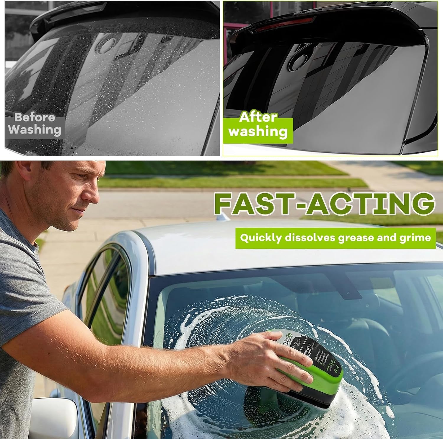 2PCS Automotive Oil Film Cleaning Brush, Clear Vision Glass Cleaner Car Window Cleaning Board, Anti-Rain Anti-Fog Windshield Glass Oil Film Cleaner for Most Vehicles