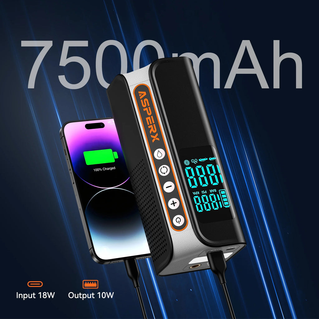 Powerful 160PSI Portable Electric Tire Inflator - Smart Pressure Detection, LED Light & Automatic Shutoff for Ultimate Safety