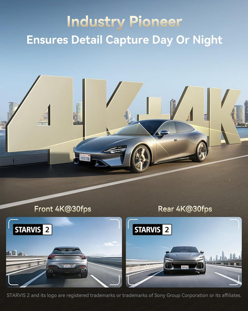 Experience Unmatched Clarity with the F77 4K Dual Dash Cam: Front & Rear Recording, Voice Control, Built-In WiFi, and 24-Hour Parking Monitoring!