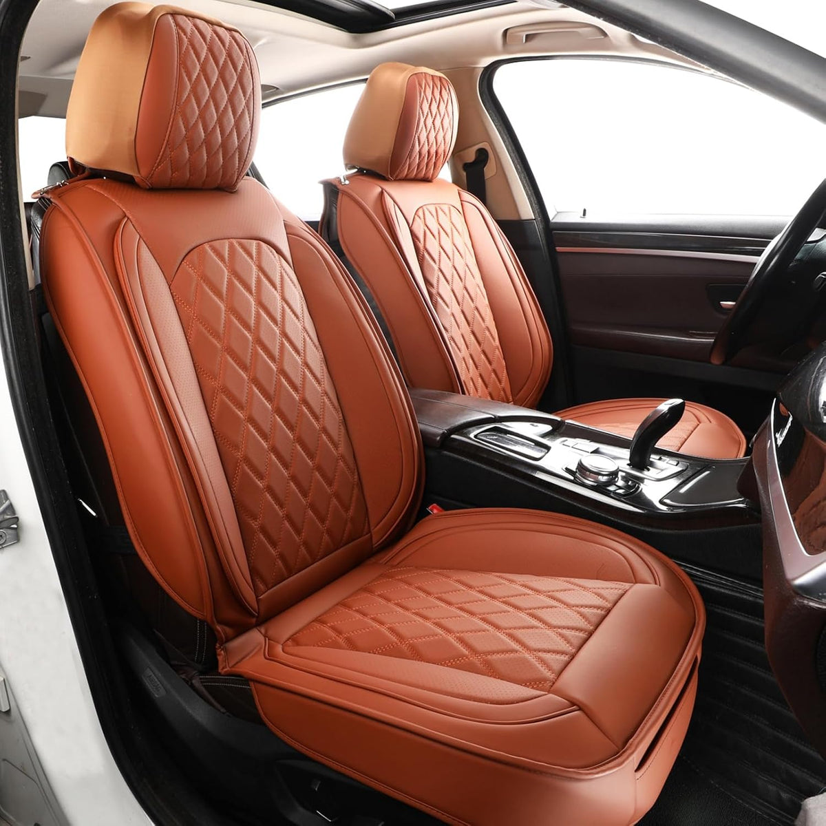Seat Covers Full Set,Leather Seat Covers Car Seat Protector Brown