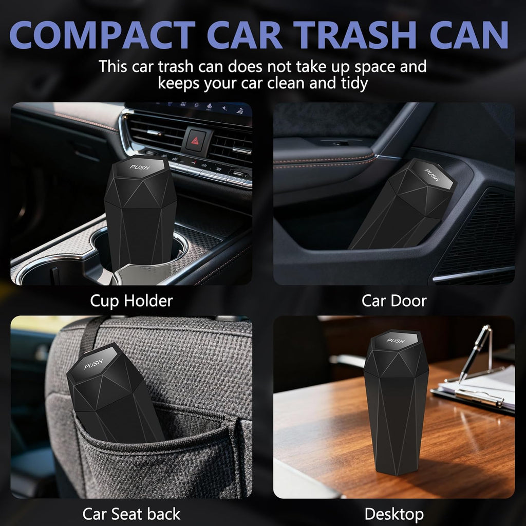 Deluxe Car Trash Can with Lid - 30 Leakproof Bags Included, Versatile Organizer for Vehicle, Home & Office
