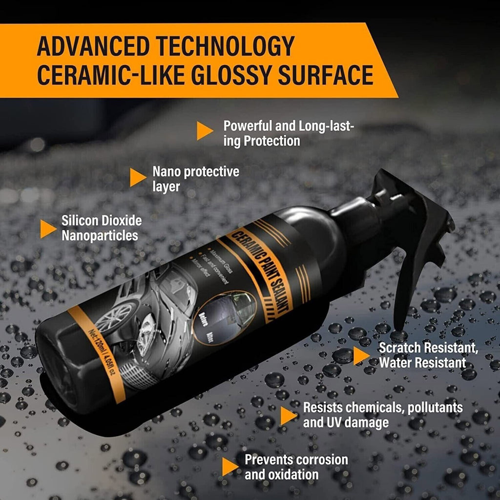 Ultimate Ceramic Coating Spray for Superior Car Protection - 120ML Hydrophobic Formula