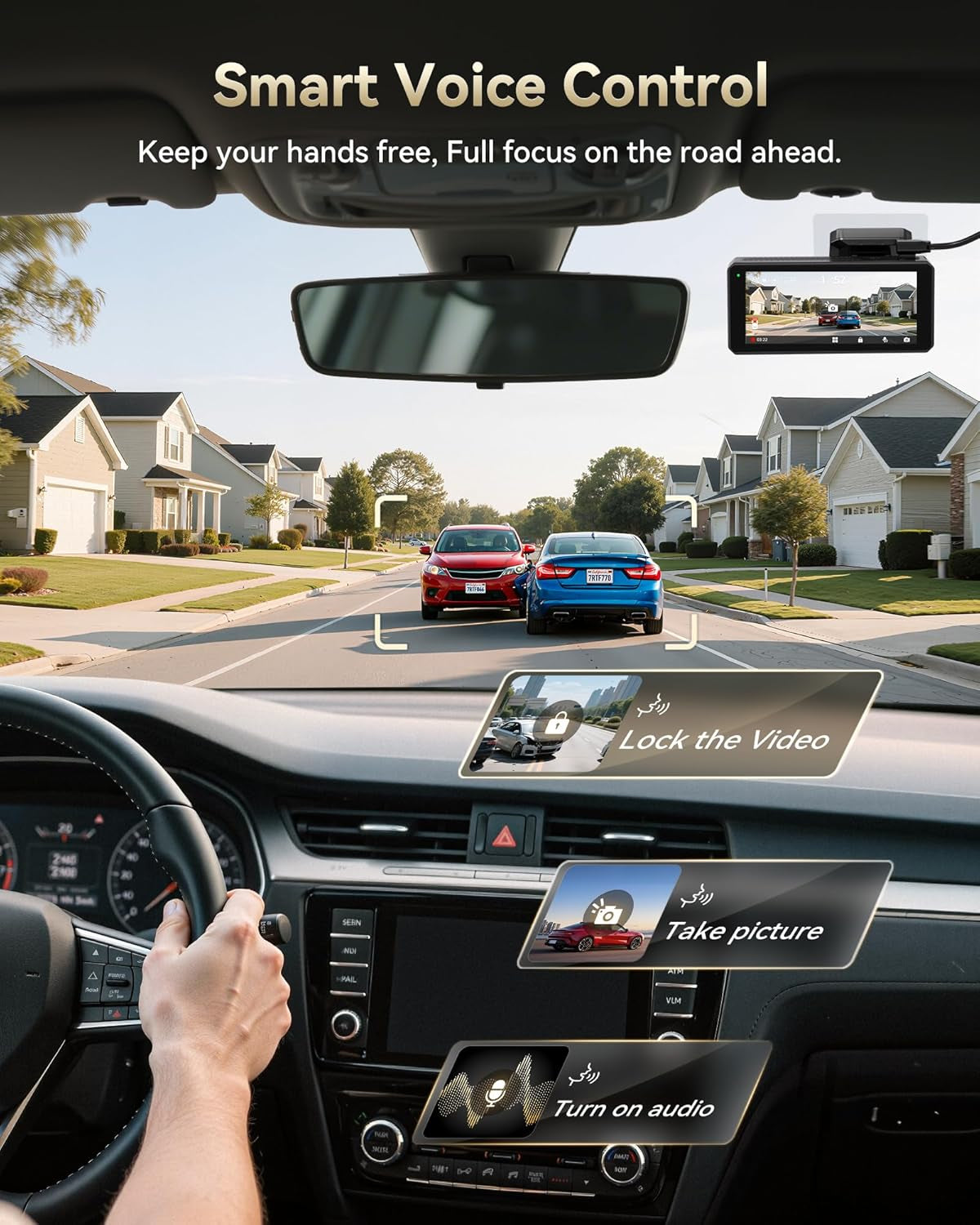 Experience Unmatched Clarity with the F77 4K Dual Dash Cam: Front & Rear Recording, Voice Control, Built-In WiFi, and 24-Hour Parking Monitoring!