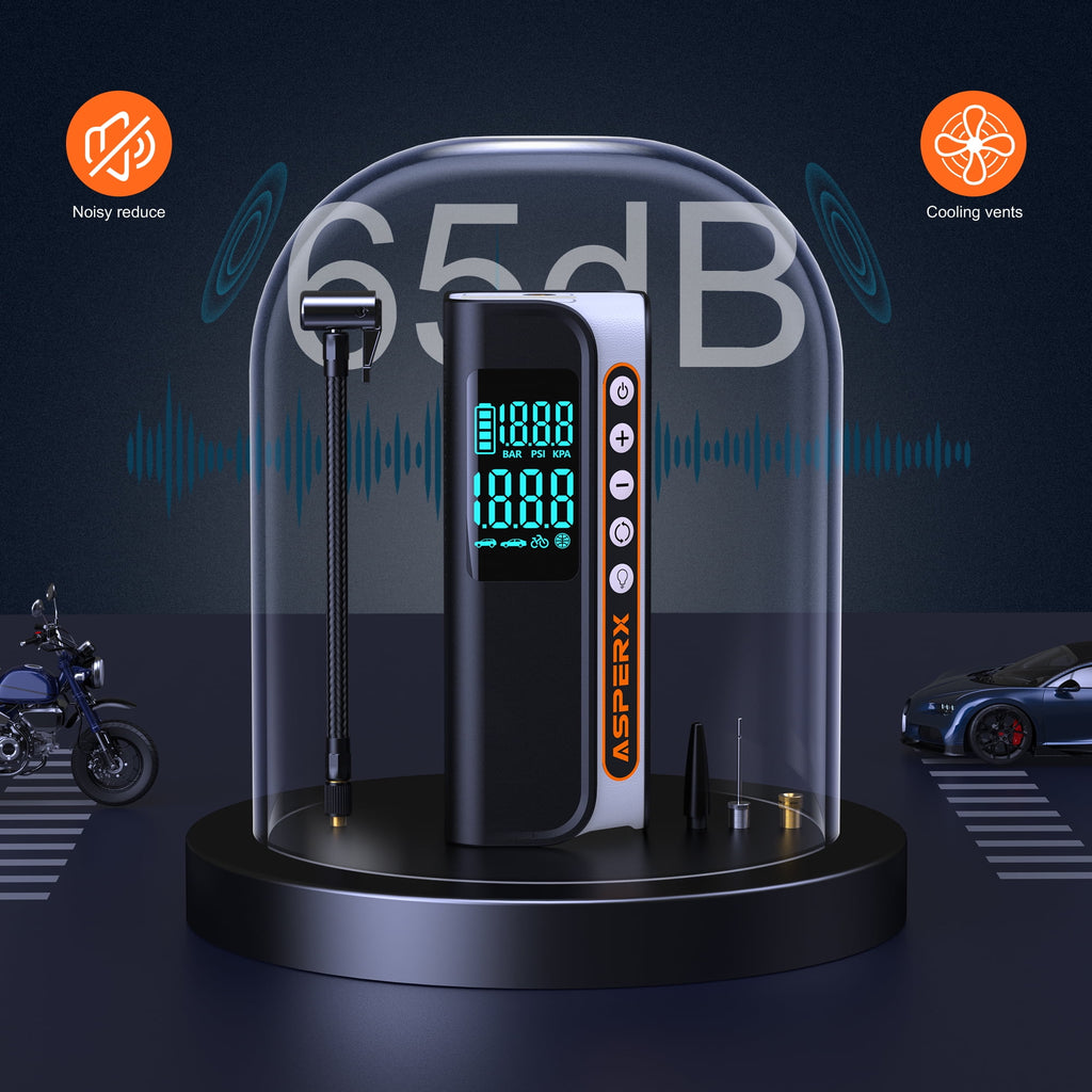 Powerful 160PSI Portable Electric Tire Inflator - Smart Pressure Detection, LED Light & Automatic Shutoff for Ultimate Safety