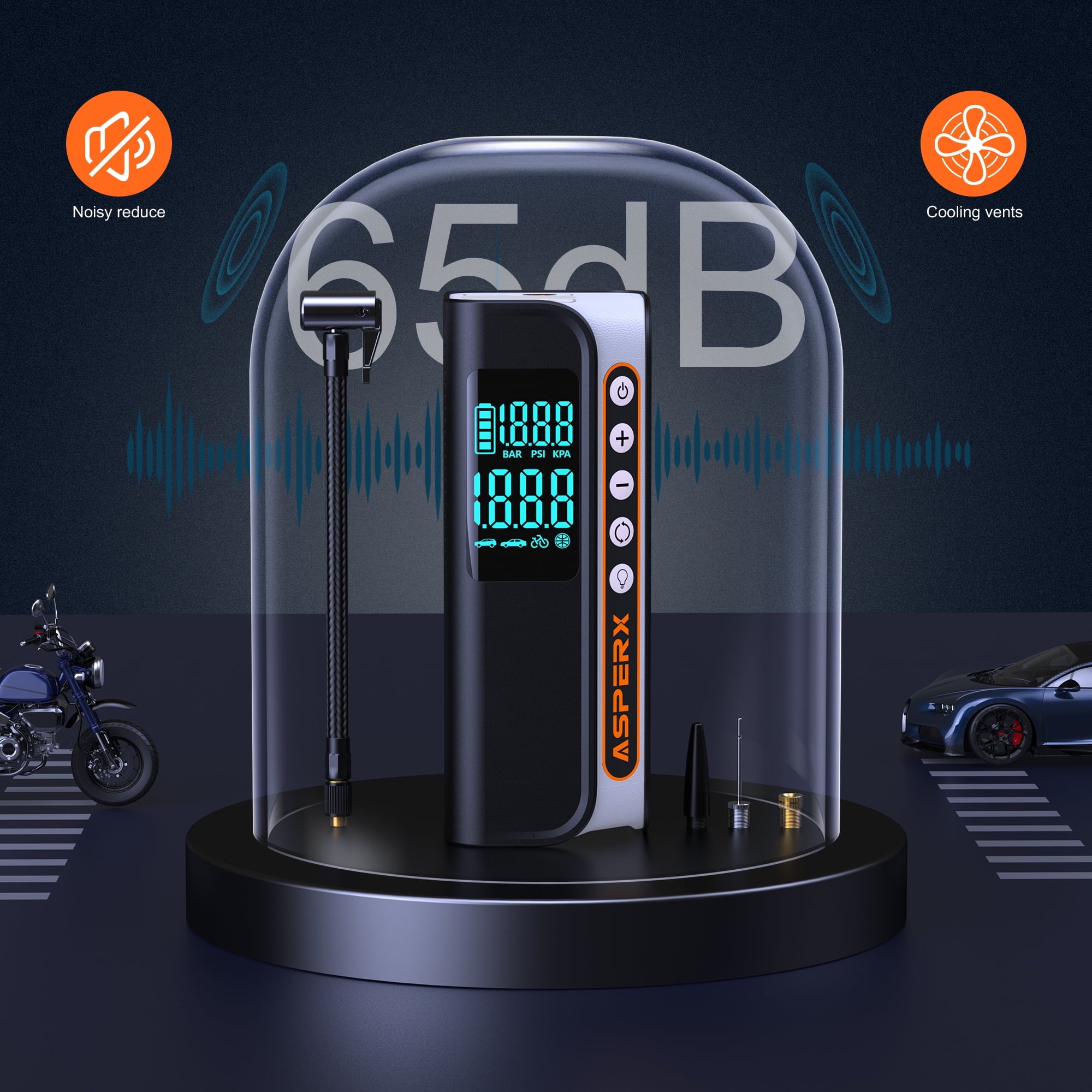 Powerful 160PSI Portable Electric Tire Inflator - Smart Pressure Detection, LED Light & Automatic Shutoff for Ultimate Safety