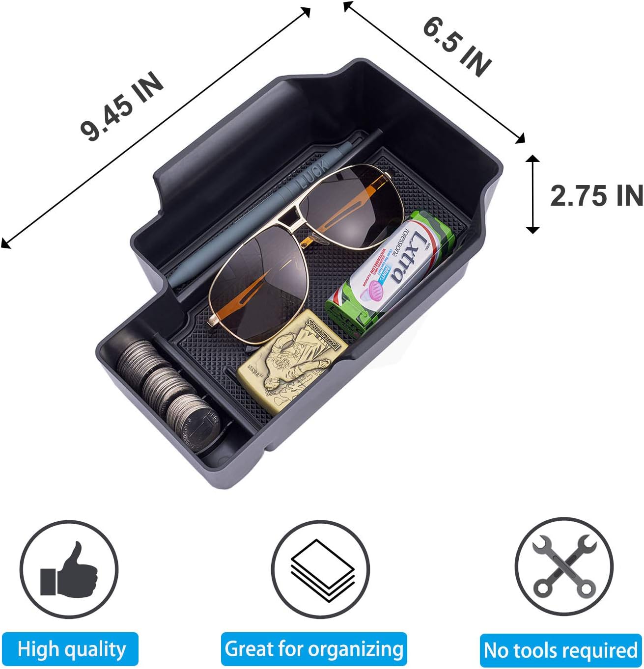 Maximize Your Chevy Colorado & GMC Canyon Storage with Our Premium Center Console Organizer (2015-2022) - Sleek Black Armrest Insert Tray