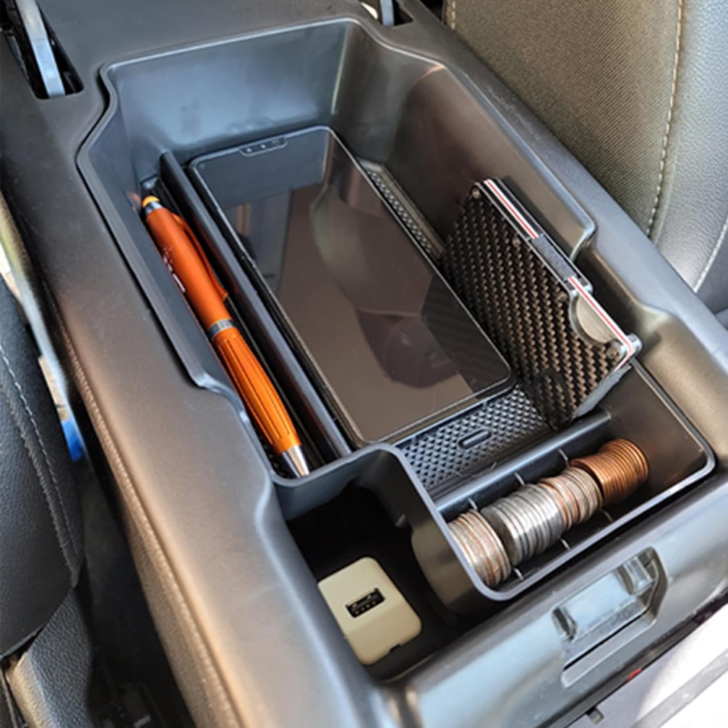 Maximize Your Chevy Colorado & GMC Canyon Storage with Our Premium Center Console Organizer (2015-2022) - Sleek Black Armrest Insert Tray