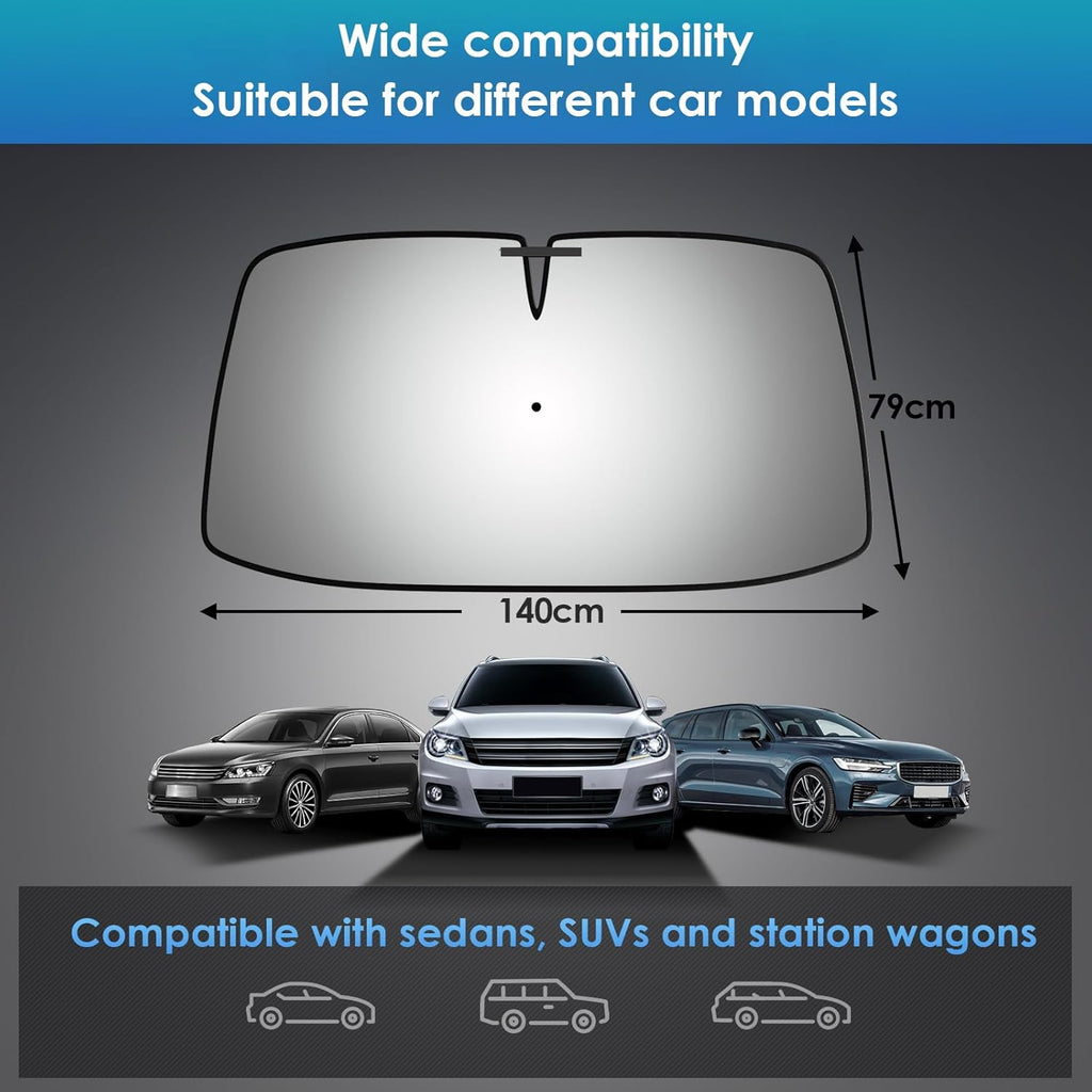 Ultimate 2026 Upgraded Car Windshield Sun Shade Umbrella - 100% Sun & UV Protection, Easy Foldable Design for Most Cars & SUVs (Large 55.1" x 31.1")
