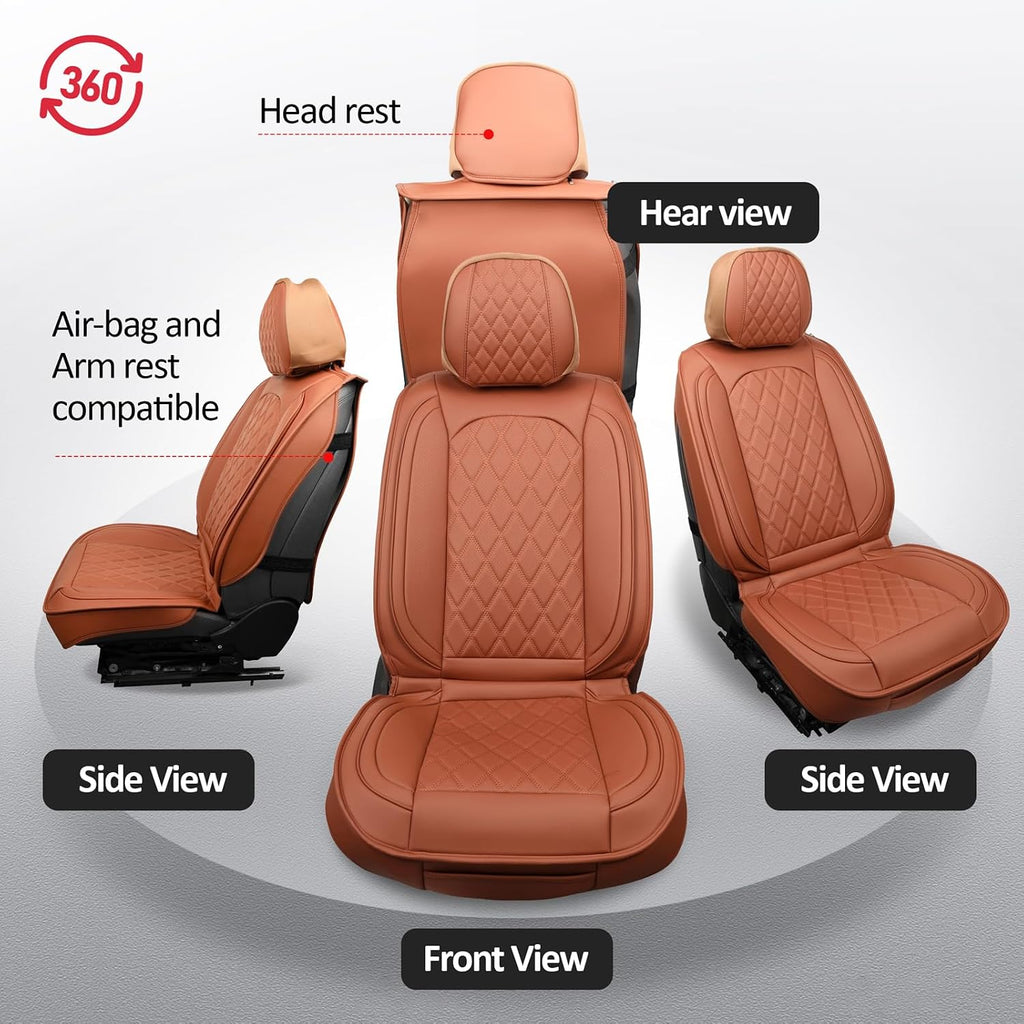 Seat Covers Full Set,Leather Seat Covers Car Seat Protector Brown