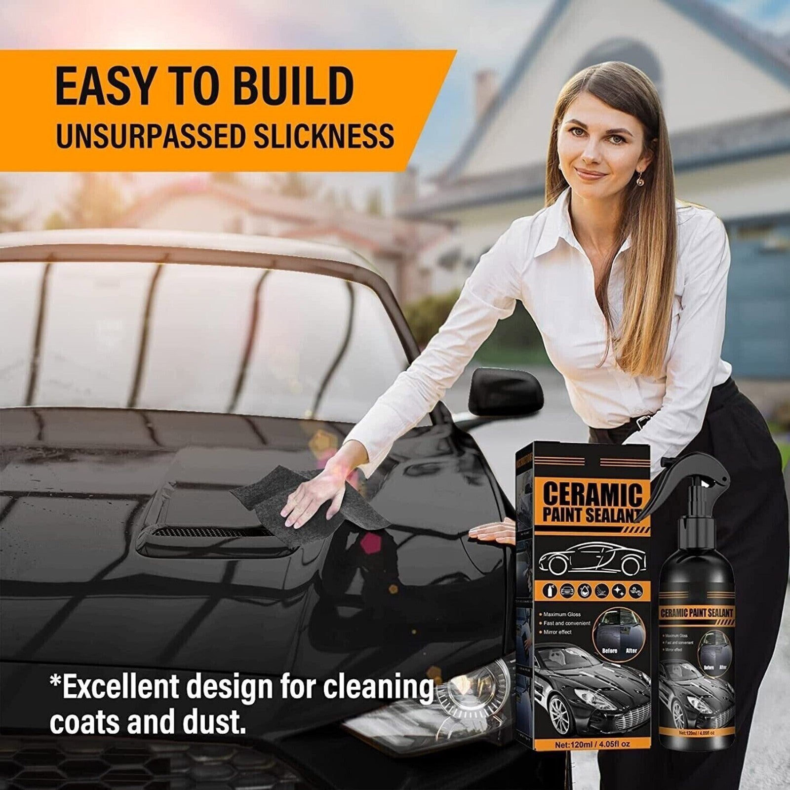 Ultimate Ceramic Coating Spray for Superior Car Protection - 120ML Hydrophobic Formula
