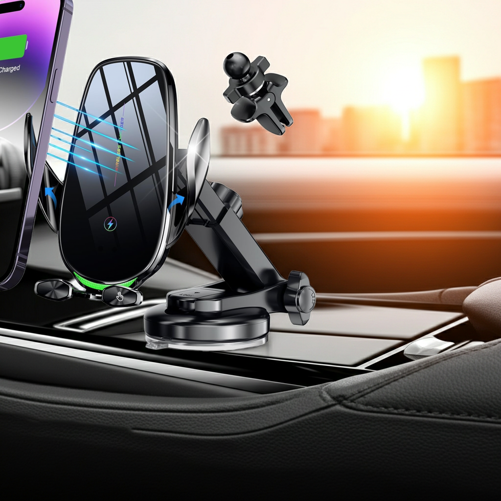 VELOX 15W Wireless Car Charger — Auto-Clamping Mount
