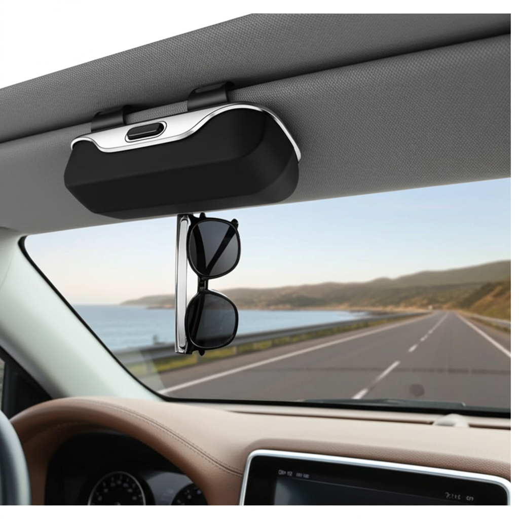 VELOX Universal Car Sunglasses Holder — Soft-Lined Visor Clip