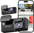 Experience Unmatched Clarity with the F77 4K Dual Dash Cam: Front & Rear Recording, Voice Control, Built-In WiFi, and 24-Hour Parking Monitoring!