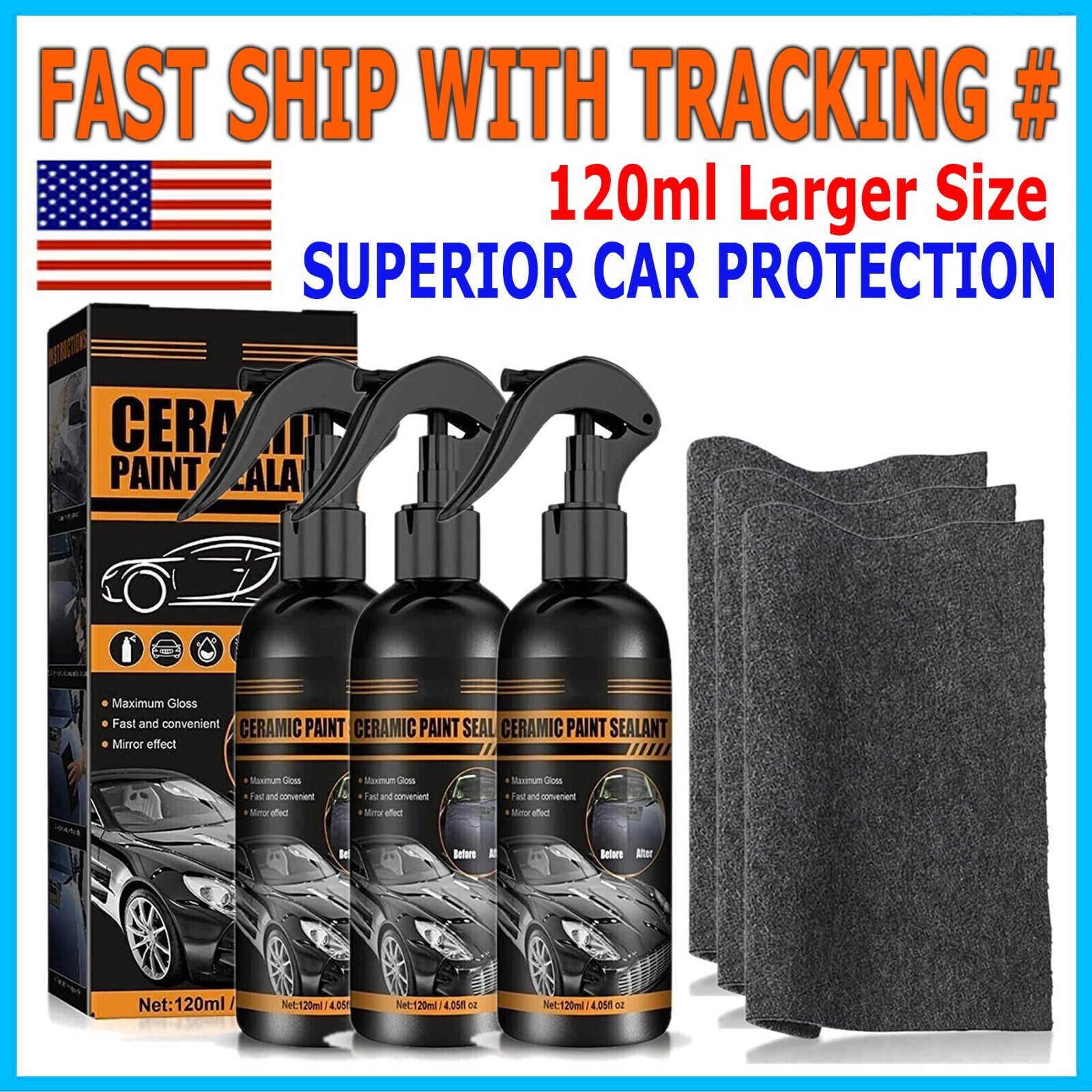 Ultimate Ceramic Coating Spray for Superior Car Protection - 120ML Hydrophobic Formula