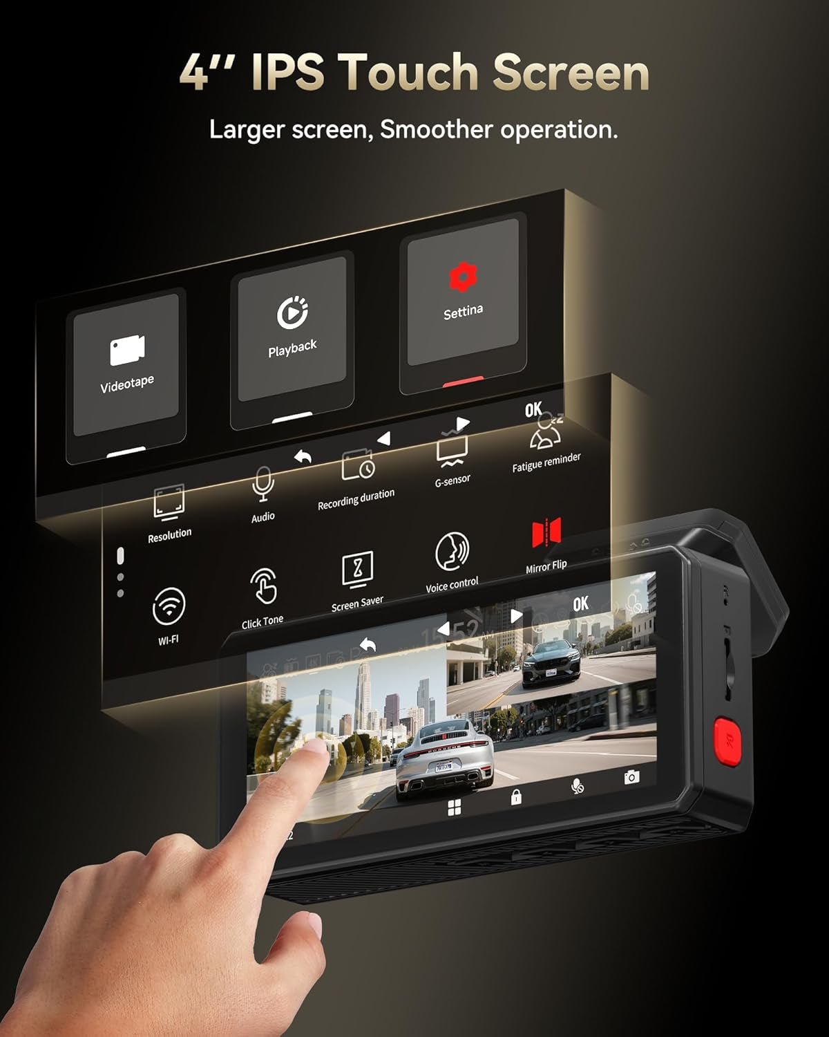 Experience Unmatched Clarity with the F77 4K Dual Dash Cam: Front & Rear Recording, Voice Control, Built-In WiFi, and 24-Hour Parking Monitoring!