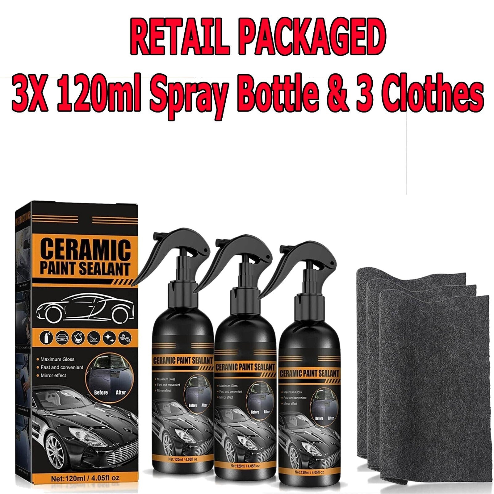 Ultimate Ceramic Coating Spray for Superior Car Protection - 120ML Hydrophobic Formula
