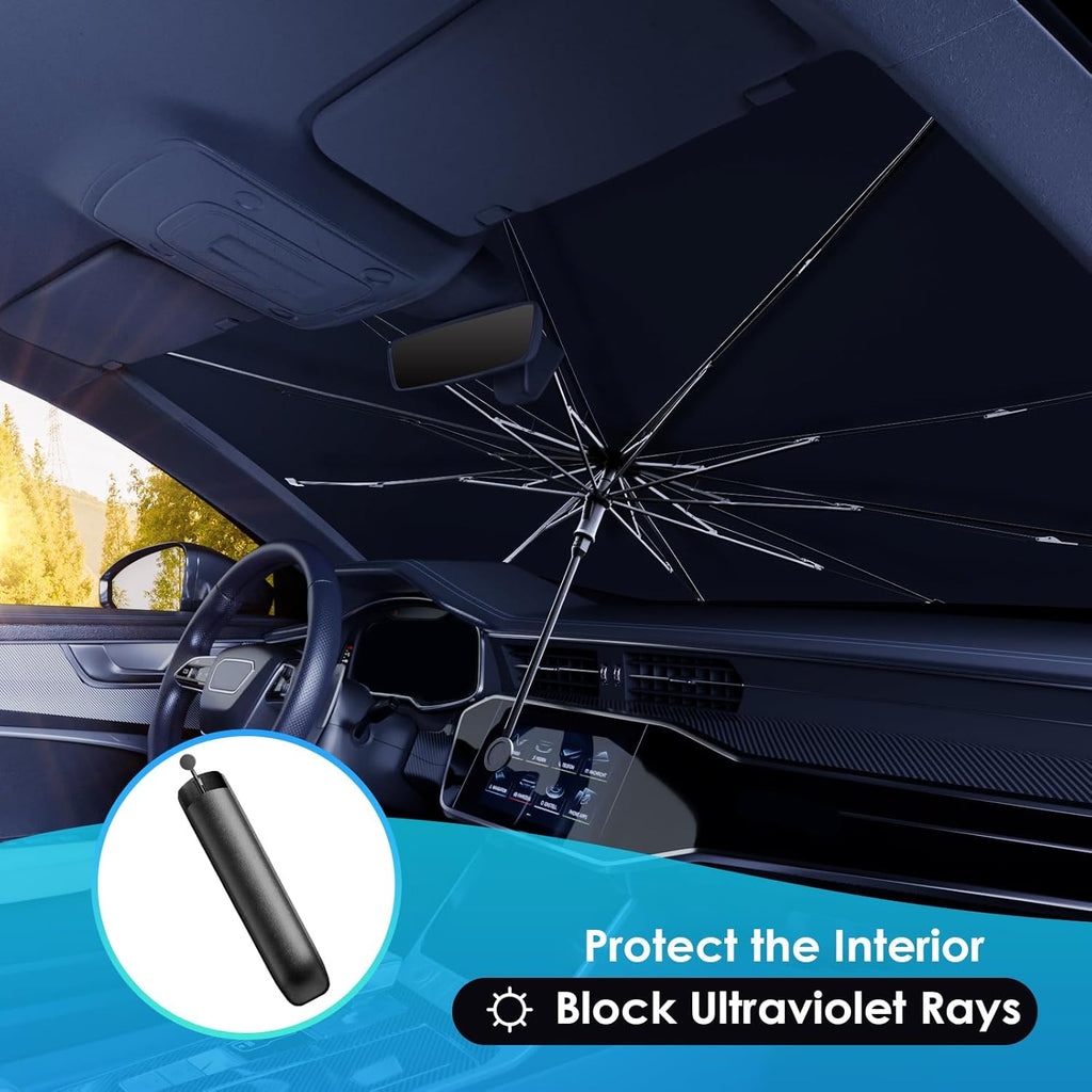 Ultimate 2026 Upgraded Car Windshield Sun Shade Umbrella - 100% Sun & UV Protection, Easy Foldable Design for Most Cars & SUVs (Large 55.1" x 31.1")