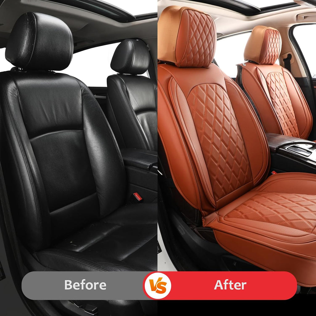 Seat Covers Full Set,Leather Seat Covers Car Seat Protector Brown