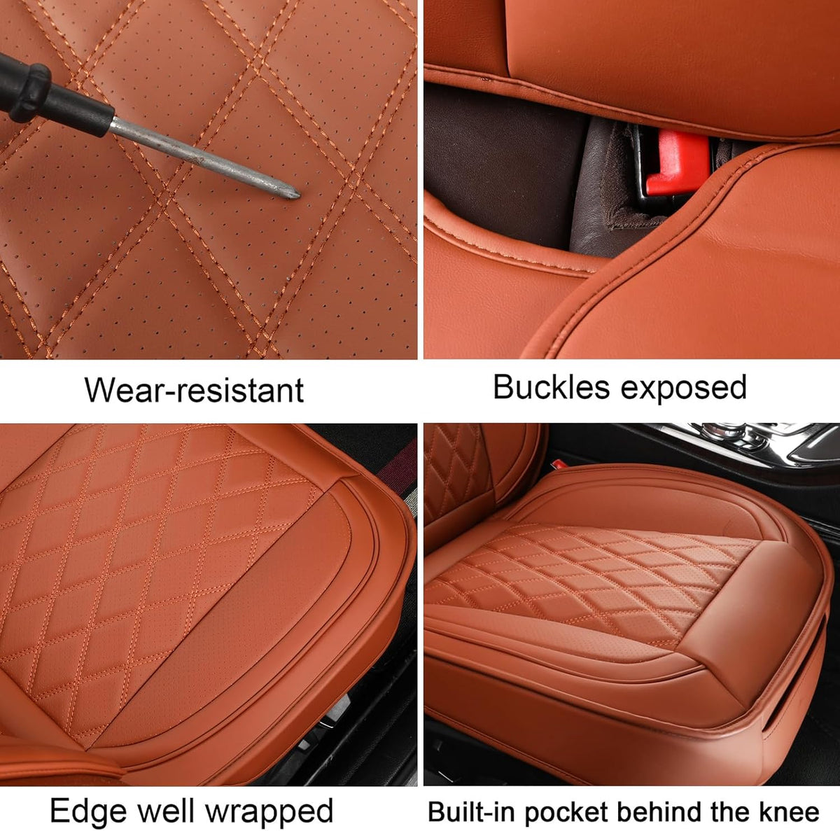 Seat Covers Full Set,Leather Seat Covers Car Seat Protector Brown