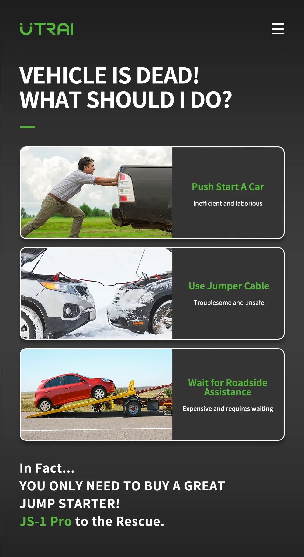 UTRAI Power Bank 4000A Jump Starter Portable Charger Car Booster 12V Auto Starting Device Emergency Car Battery Starter