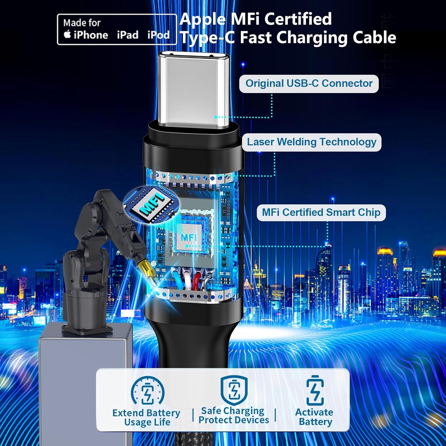 Apple MFi Certified iPhone 17 Fast Car Charger - 3-Port 67W USB-C & USB-A with Braided Type-C Cord for iPhone 17/17 Pro Max/16 Pro/15/Galaxy S26/S25/Pixel