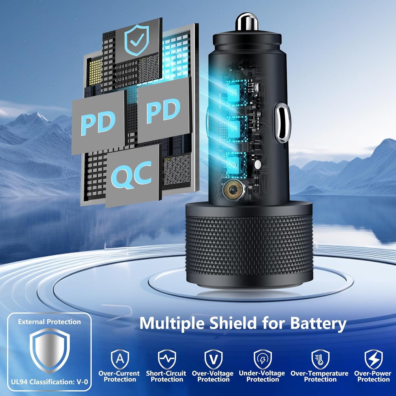 Apple MFi Certified iPhone 17 Fast Car Charger - 3-Port 67W USB-C & USB-A with Braided Type-C Cord for iPhone 17/17 Pro Max/16 Pro/15/Galaxy S26/S25/Pixel