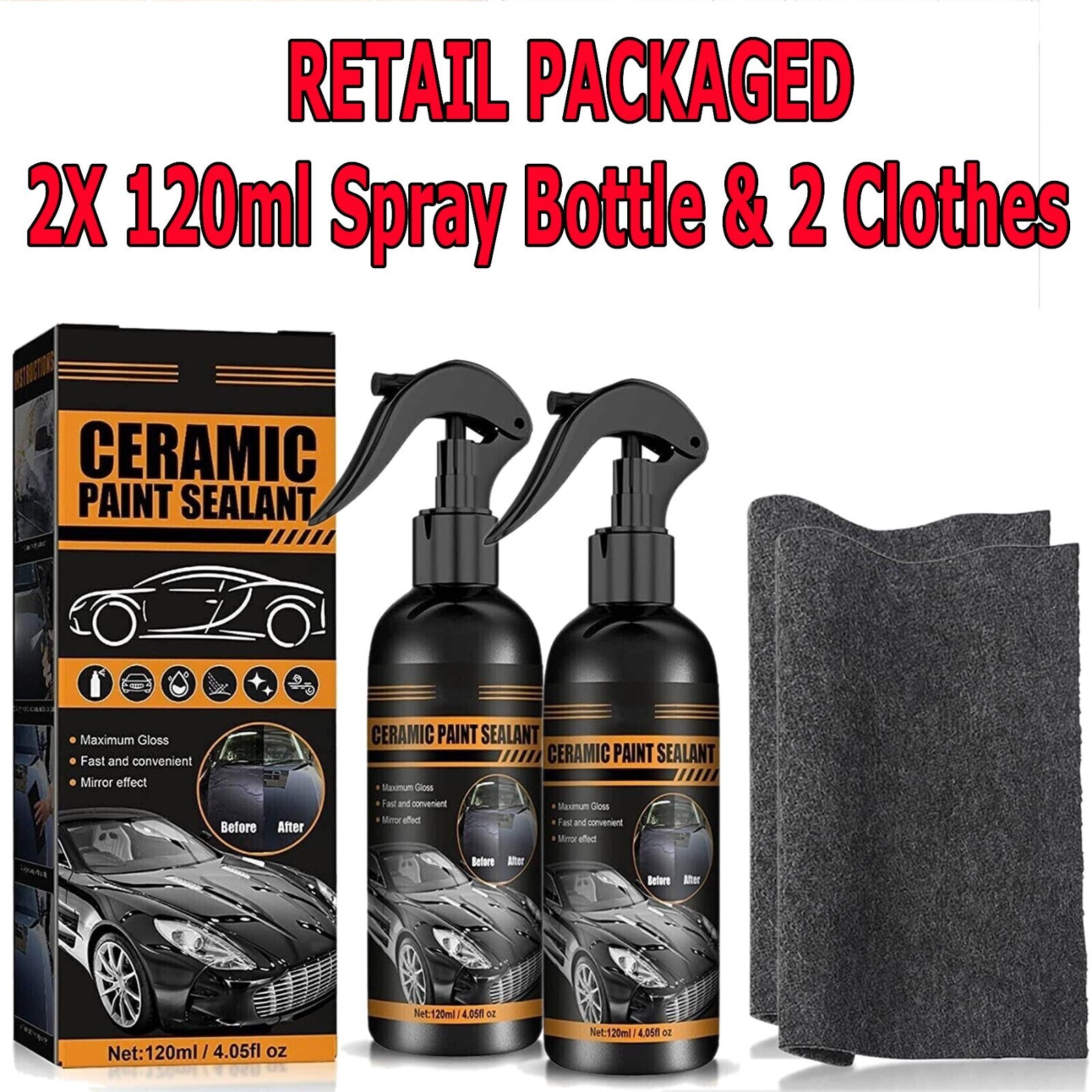 Ultimate Ceramic Coating Spray for Superior Car Protection - 120ML Hydrophobic Formula