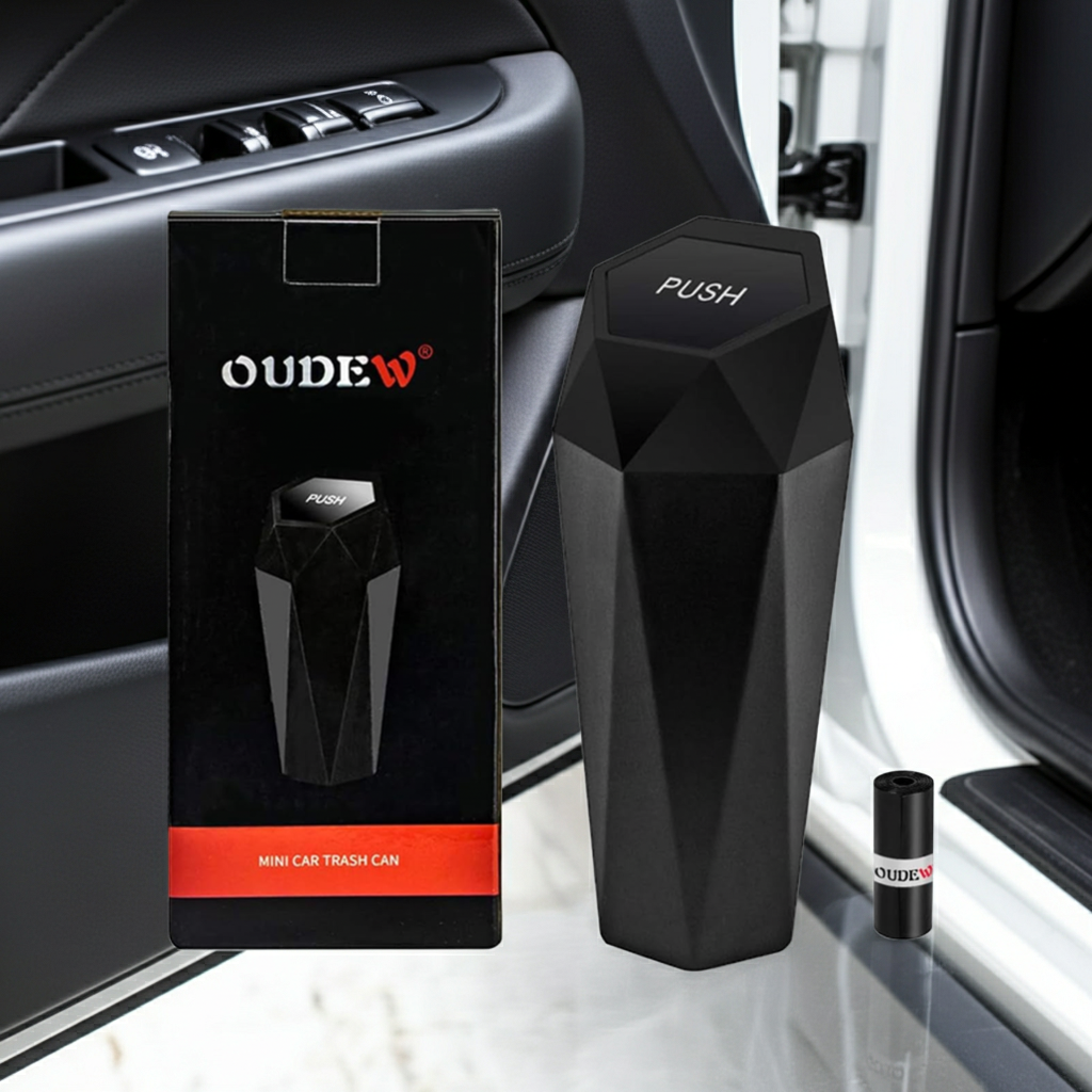 VELOX Compact Car Trash Can — Leakproof with Auto-Open Lid