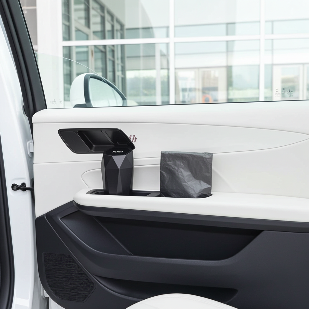 VELOX Compact Car Trash Can — Leakproof with Auto-Open Lid